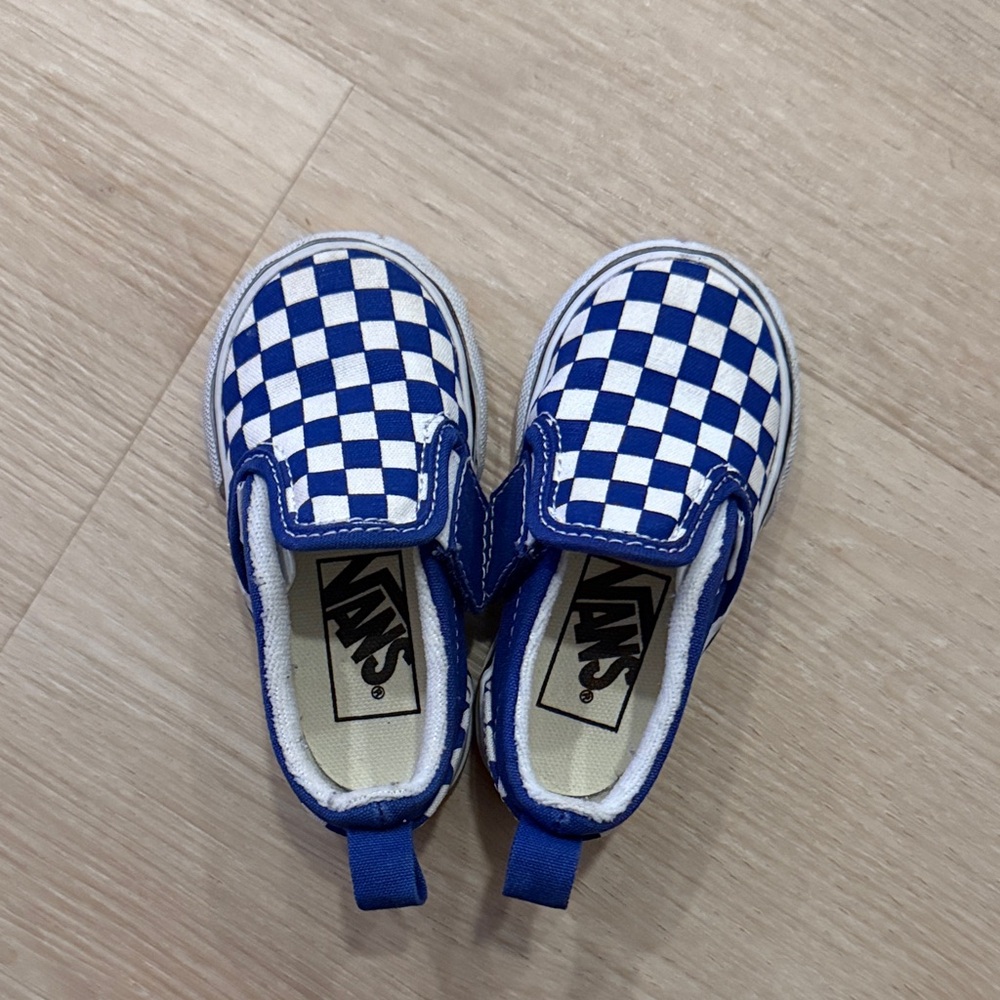 Vans Toddler Blue and White Checkered Sneakers